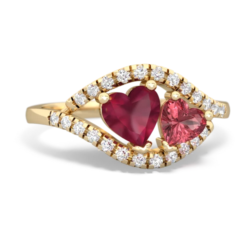 Ruby Genuine Ruby with Genuine Pink Tourmaline Mother and Child ring Ring