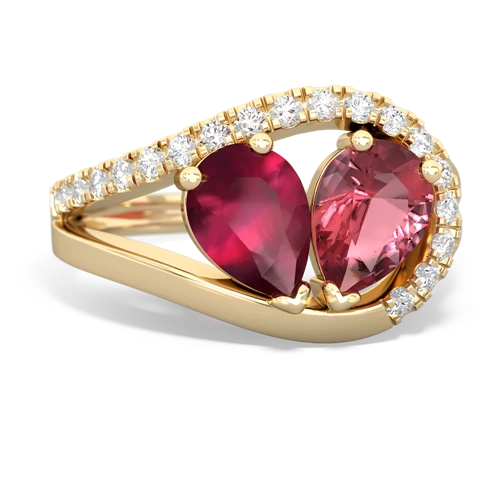 ruby-tourmaline pave heart ring