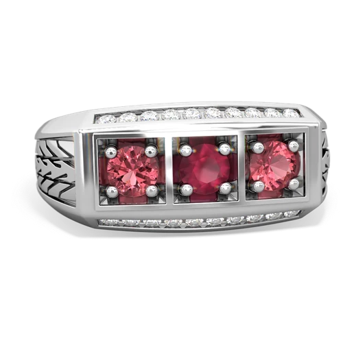 ruby-tourmaline three stone ring