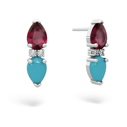 ruby-turquoise bowtie earrings