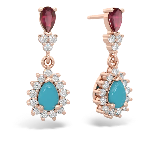 ruby-turquoise dangle earrings