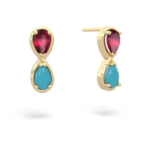 ruby-turquoise infinity earrings
