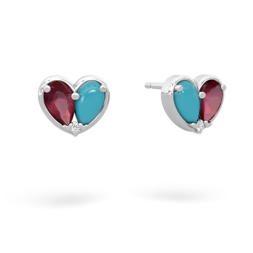 ruby-turquoise one heart earrings