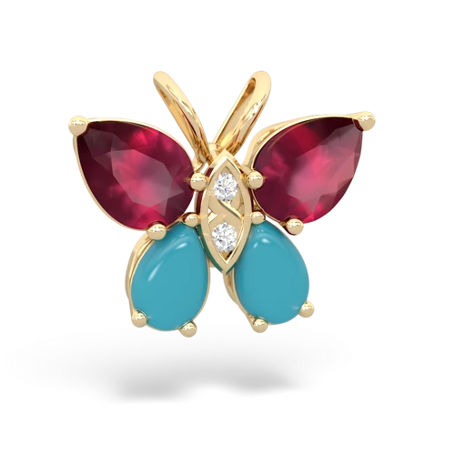 ruby-turquoise butterfly pendant