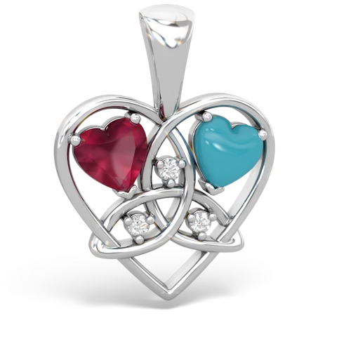 ruby-turquoise celtic heart pendant