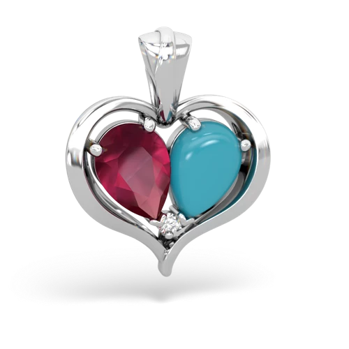 ruby-turquoise half heart whole pendant