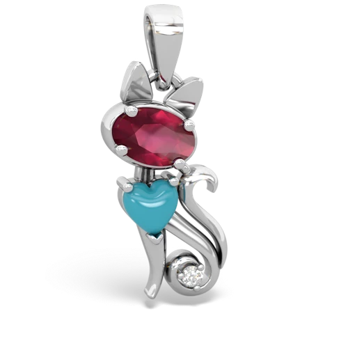 ruby-turquoise kitten pendant