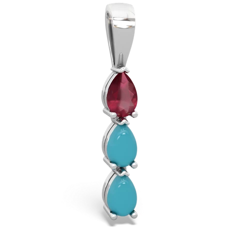ruby-turquoise three stone pendant