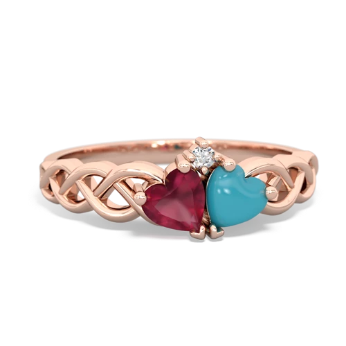 ruby-turquoise celtic braid ring
