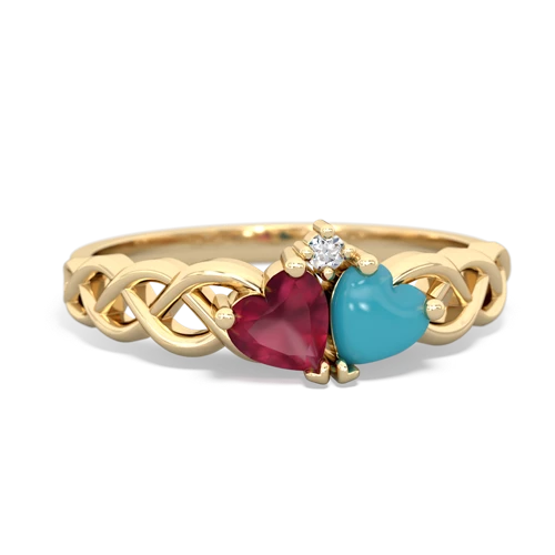 ruby-turquoise celtic braid ring