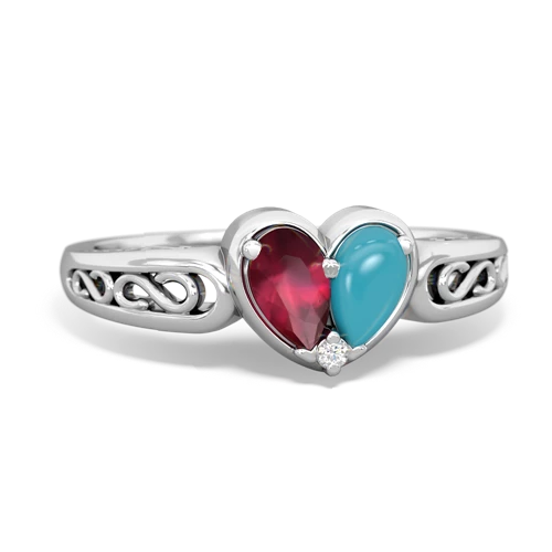 ruby-turquoise filligree ring