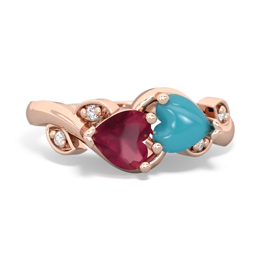 ruby-turquoise floral keepsake ring