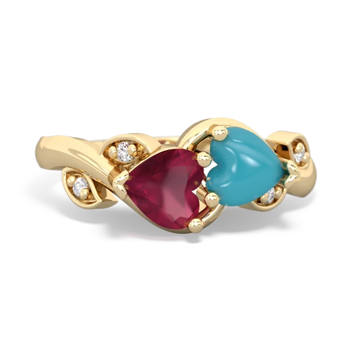 ruby-turquoise floral keepsake ring