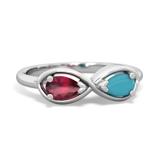 ruby-turquoise infinity ring