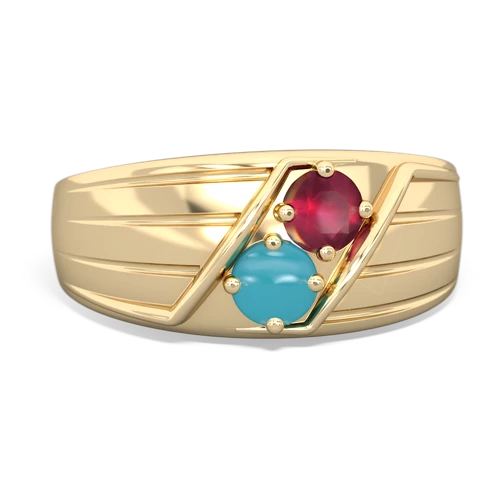 ruby-turquoise mens ring