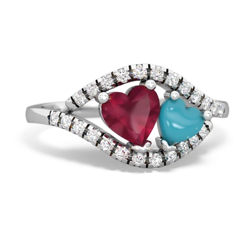ruby-turquoise mother child ring