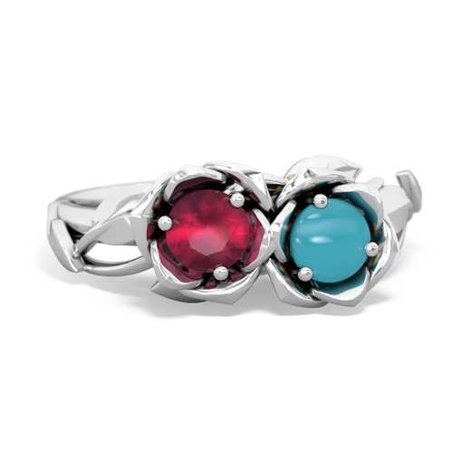 ruby-turquoise roses ring