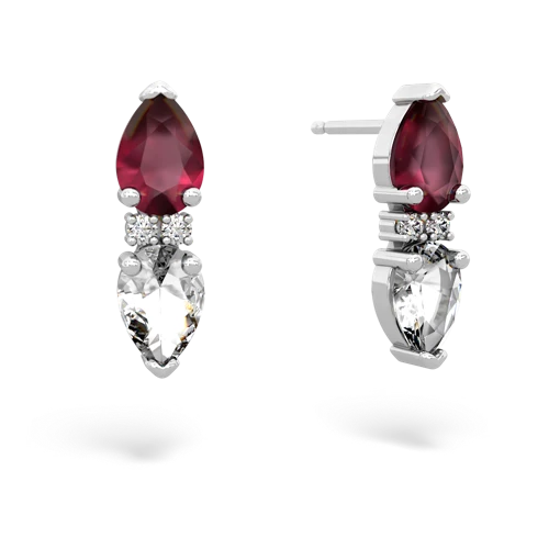 ruby-white topaz bowtie earrings