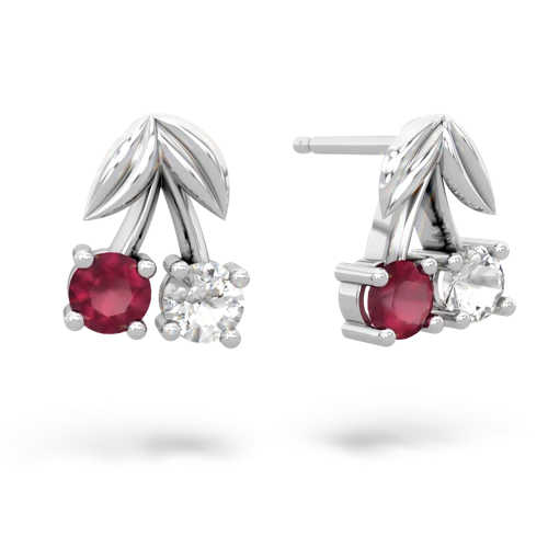 ruby-white topaz cherries earrings