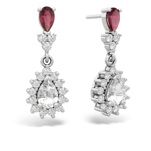 ruby-white topaz dangle earrings