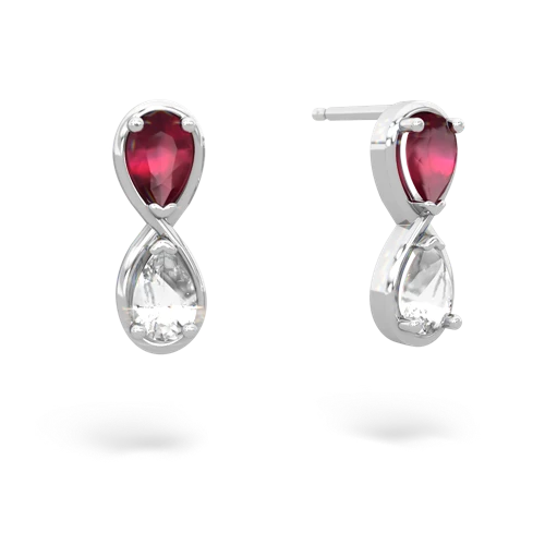ruby-white topaz infinity earrings