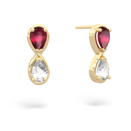 ruby-white topaz infinity earrings