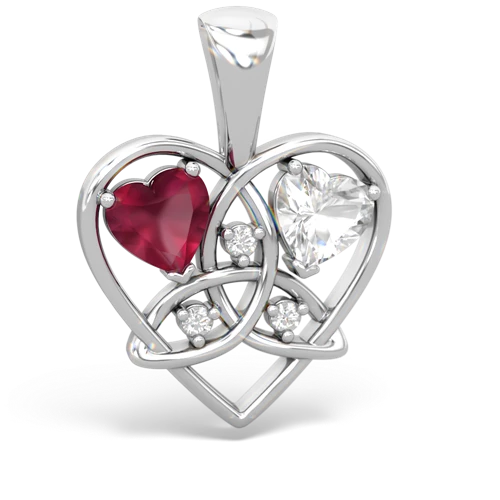 ruby-white topaz celtic heart pendant