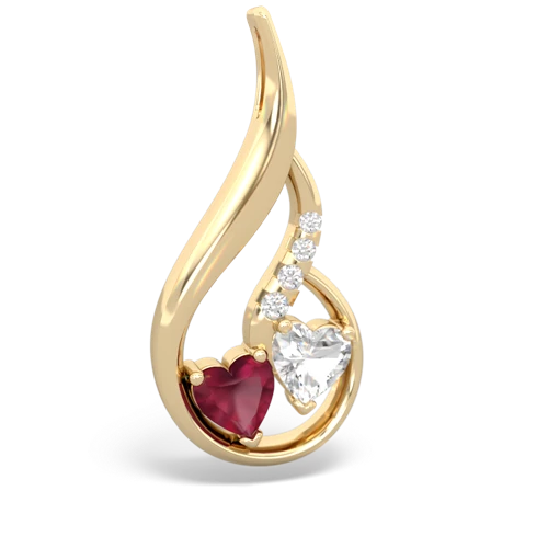 ruby-white topaz keepsake swirl pendant