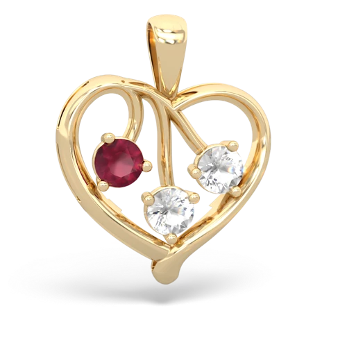 ruby-white topaz love heart pendant