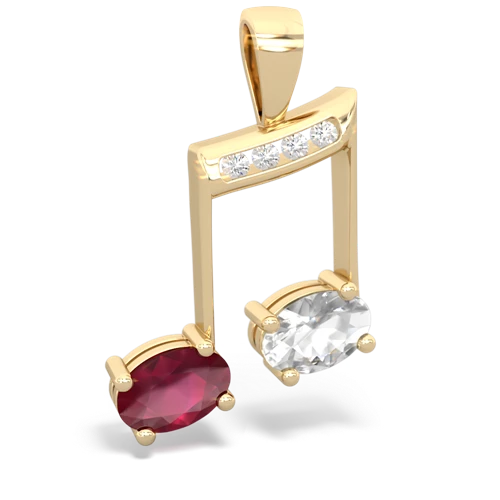 ruby-white topaz music notes pendant