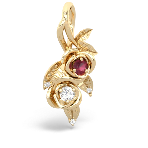 Ruby Genuine Ruby with Genuine White Topaz Rose Vine pendant Pendant