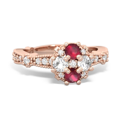 ruby-white topaz art deco engagement ring