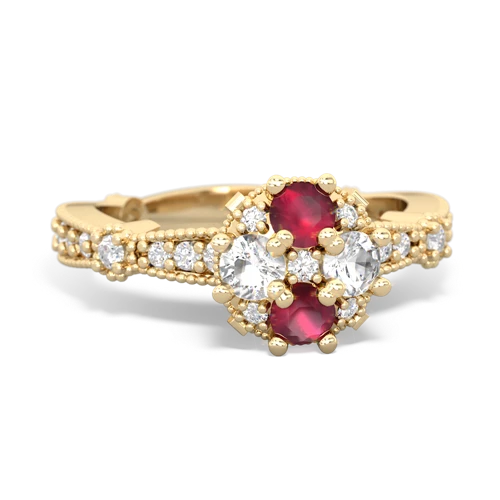 ruby-white topaz art deco engagement ring