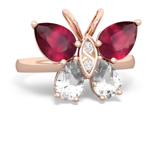ruby-white topaz butterfly ring