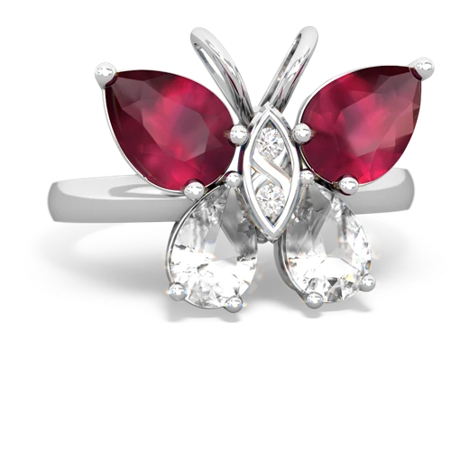 ruby-white topaz butterfly ring