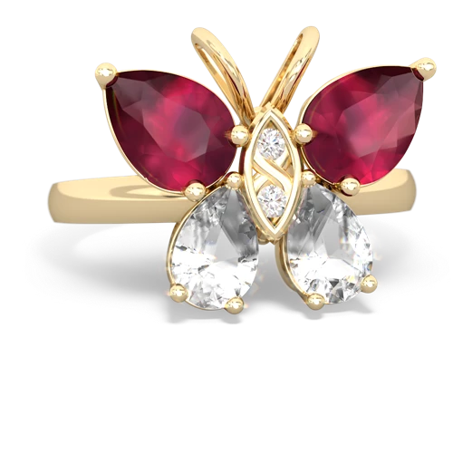 ruby-white topaz butterfly ring