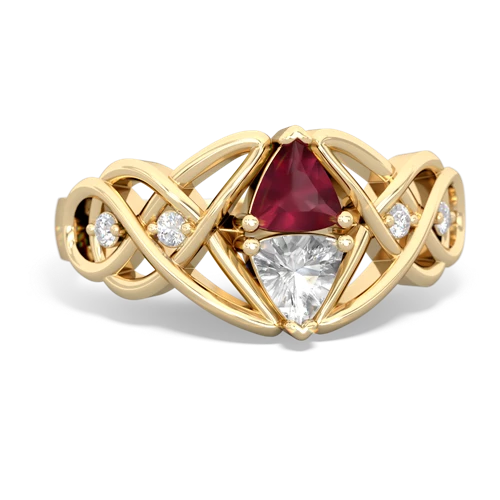 ruby-white topaz celtic knot ring