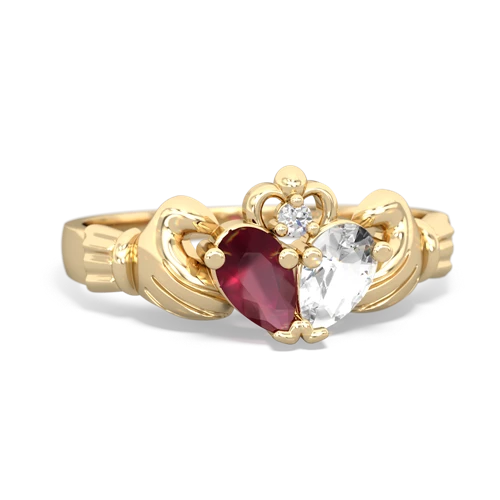 ruby-white topaz claddagh ring