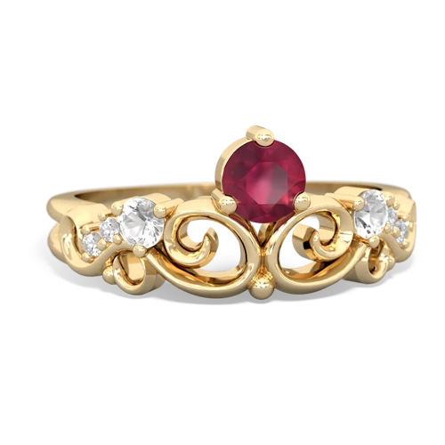 Ruby Genuine Ruby with Genuine White Topaz and  Crown Keepsake ring Ring