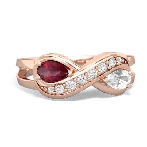 Ruby Genuine Ruby with Genuine White Topaz Diamond Infinity ring Ring