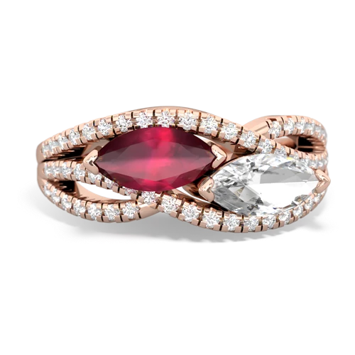Ruby Genuine Ruby with Genuine White Topaz Diamond Rivers ring Ring