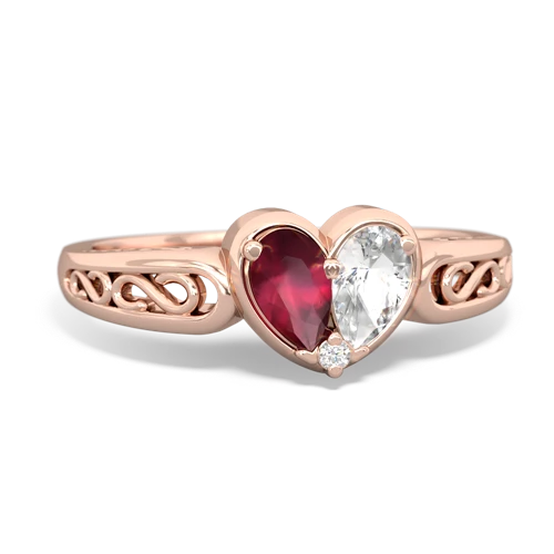 ruby-white topaz filligree ring