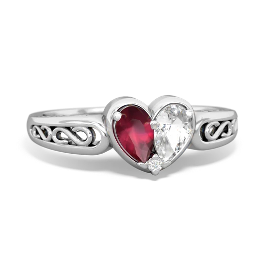 ruby-white topaz filligree ring