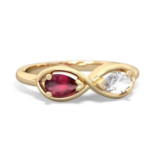 ruby-white topaz infinity ring