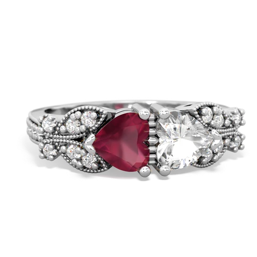 ruby-white topaz keepsake butterfly ring