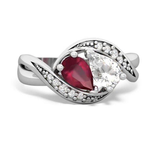 ruby-white topaz keepsake curls ring