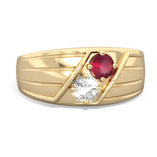 Ruby Genuine Ruby with Genuine White Topaz Art Deco Men's ring Ring