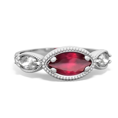 ruby-white topaz milgrain marquise ring