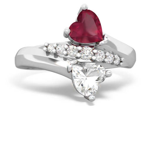 ruby-white topaz modern ring