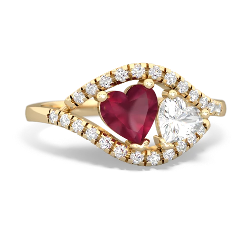 Ruby Genuine Ruby with Genuine White Topaz Mother and Child ring Ring